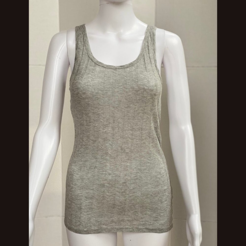 Michael Stars Gray Wide Ribbed Soft Cotton Modal Tank Top OS